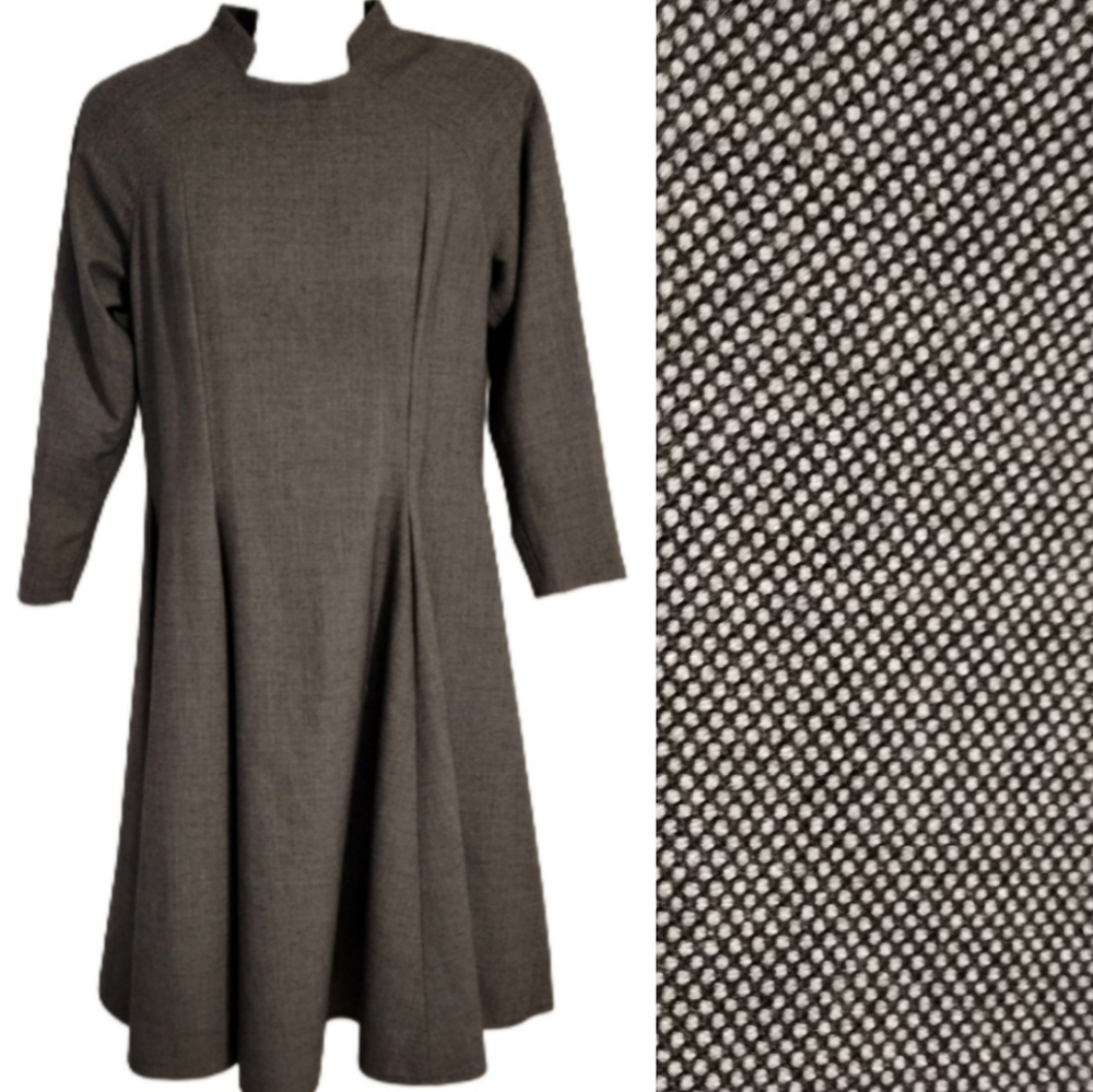 Vintage Black Gray Woven Fully  Lined Size 10 Dress